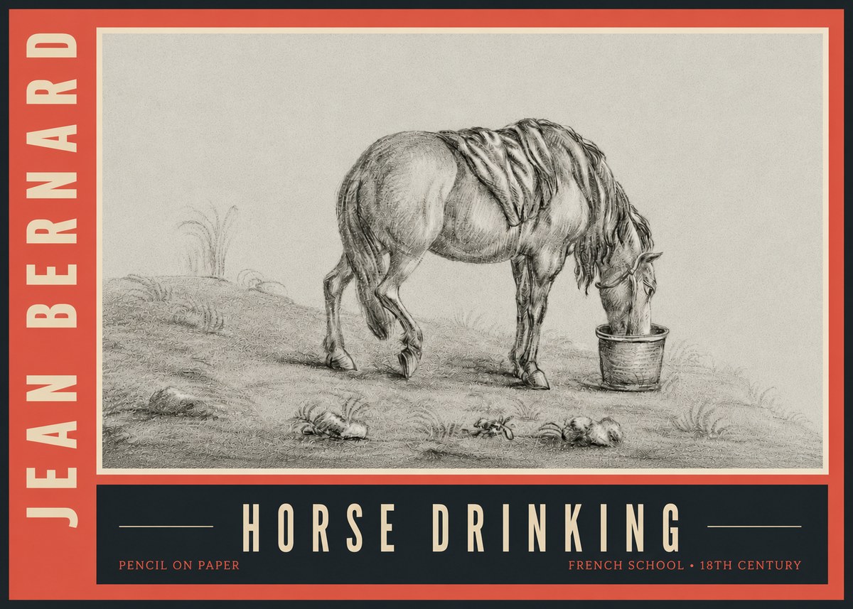 Jean Bernard Horse Drinking No5 - Affiche