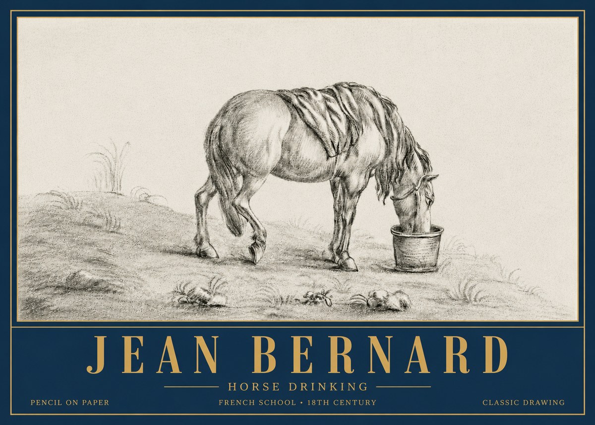 Jean Bernard Horse Drinking No6 - Affiche