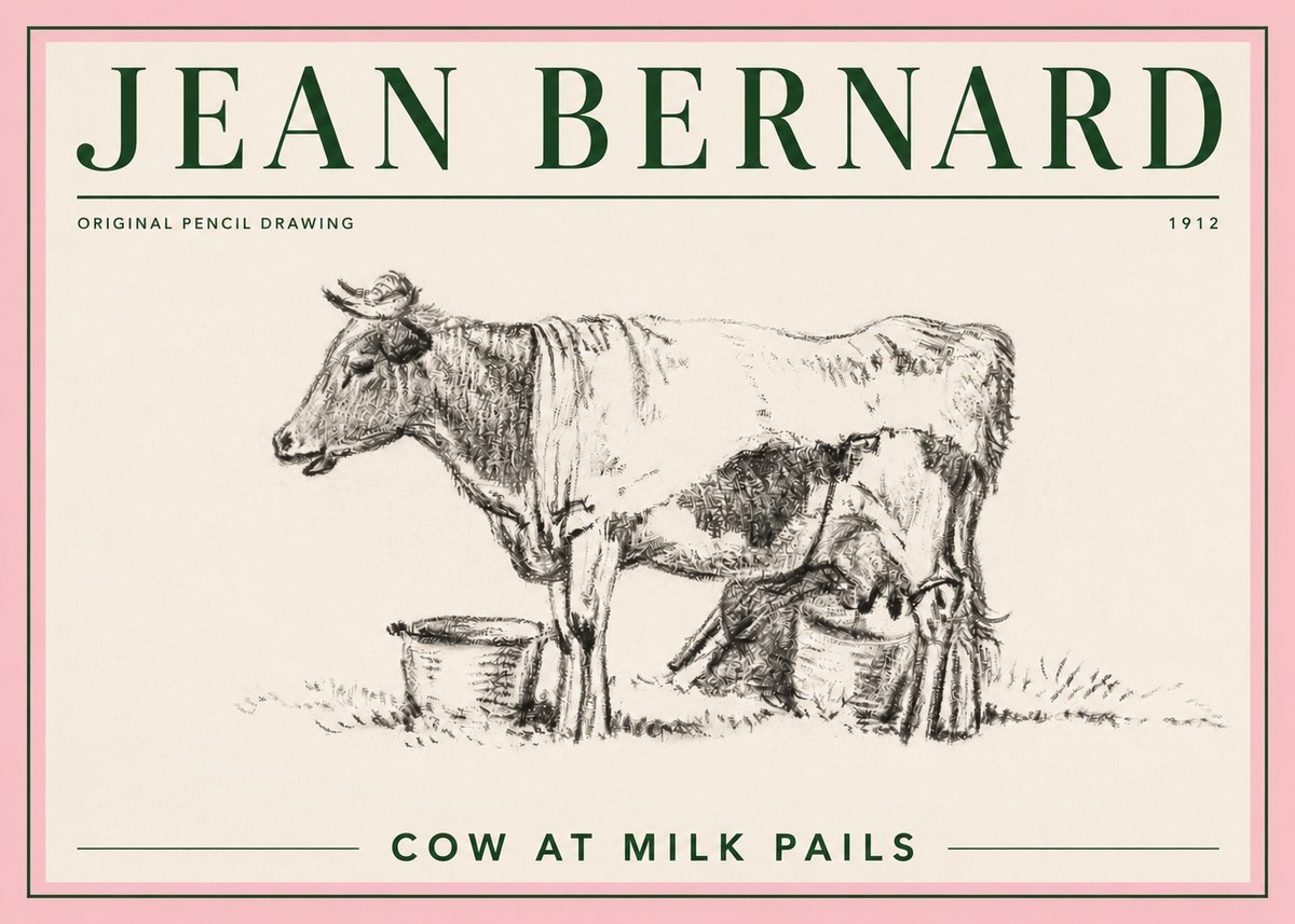 Jean Bernard Cow at Milk Pails No4 - Affiche