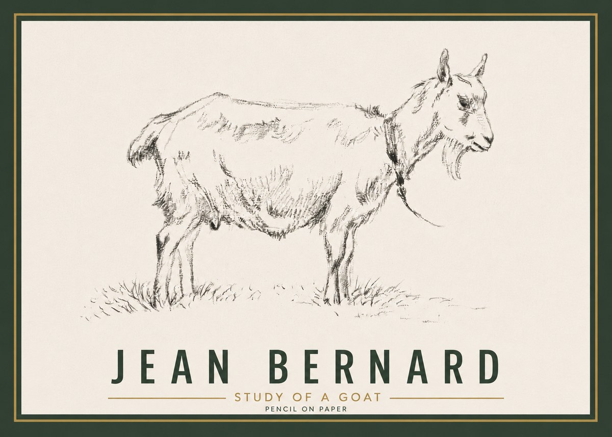 Jean Bernard Study of a Goat III No6 - Affiche