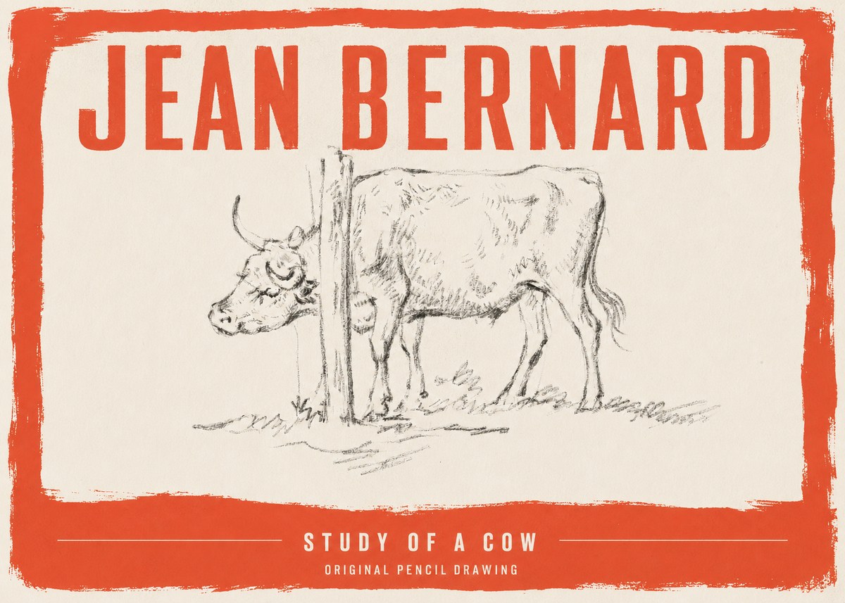Jean Bernard Study of a Cow VII No3 - Affiche