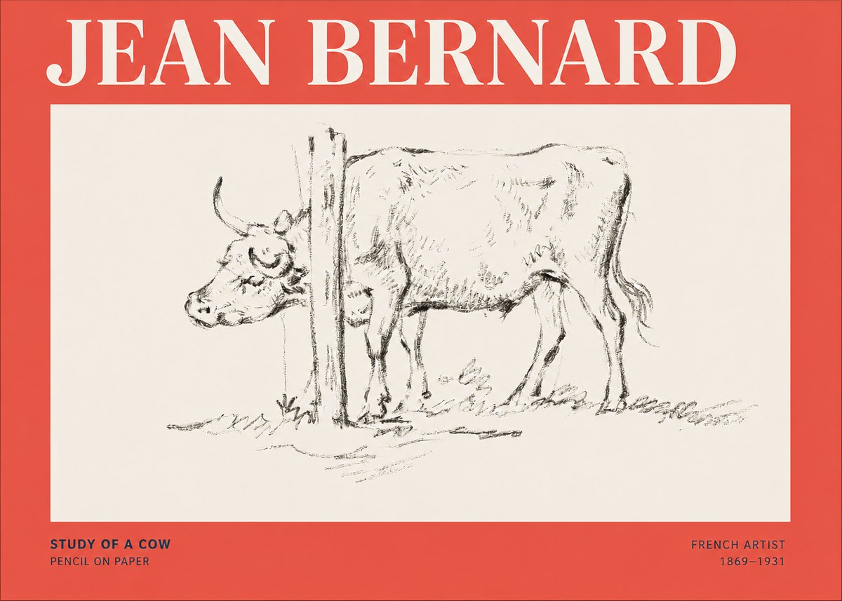 Jean Bernard Study of a Cow VII No5 - Affiche