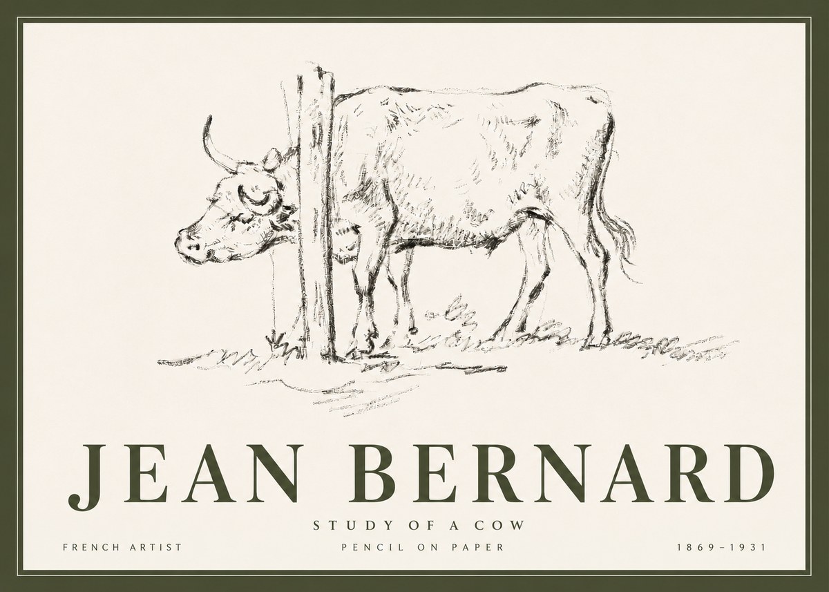 Jean Bernard Study of a Cow VII No6 - Affiche