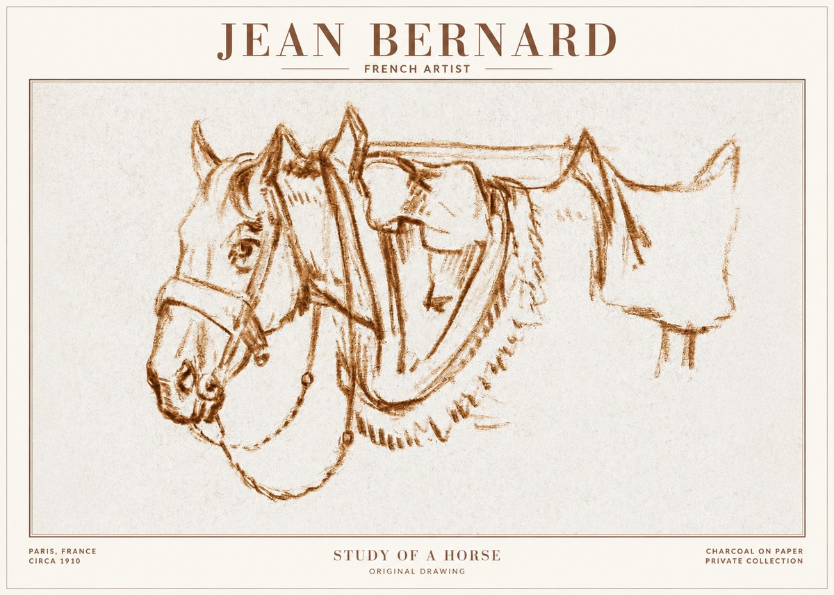 Jean Bernard Study of a Horse VII No1 - Affiche