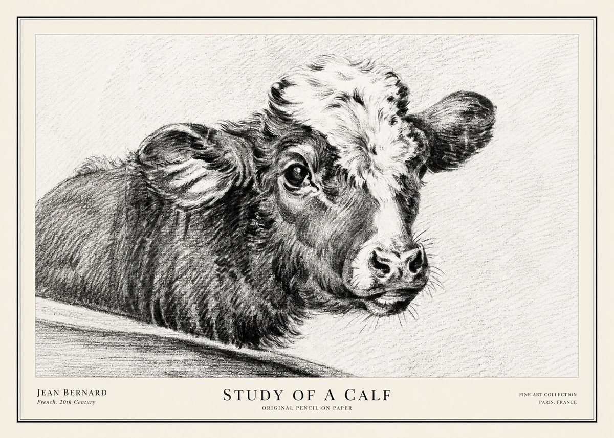 Jean Bernard Study of a Calf II No3 - Affiche