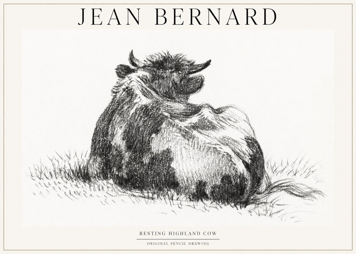 Jean Bernard Resting Highland Cow No1 - Affiche