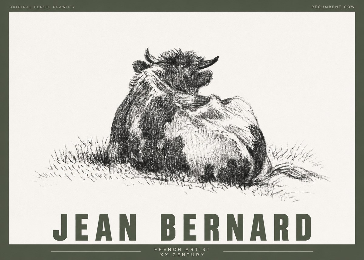 Jean Bernard Resting Highland Cow No4 - Affiche