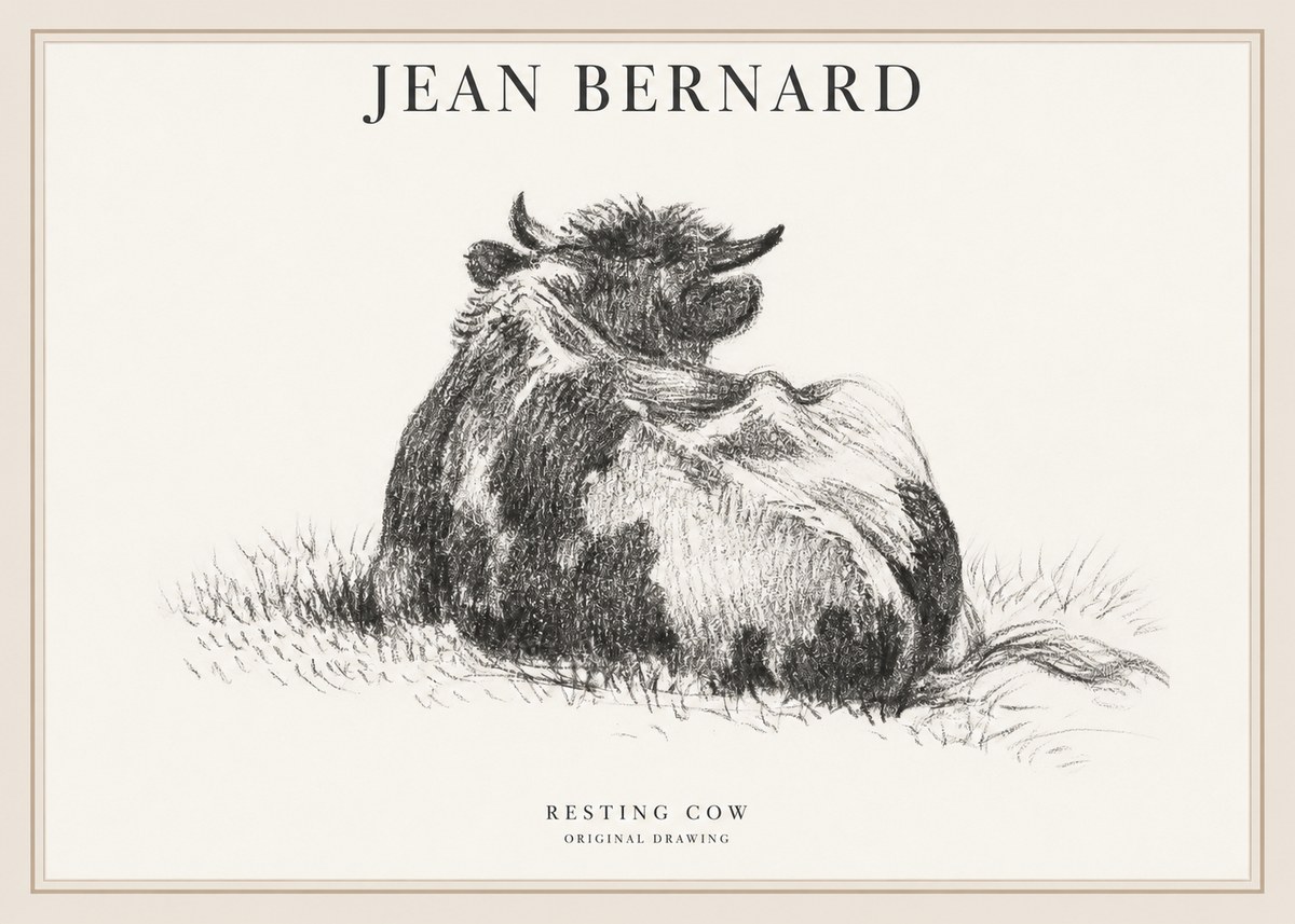 Jean Bernard Resting Highland Cow No6 - Affiche