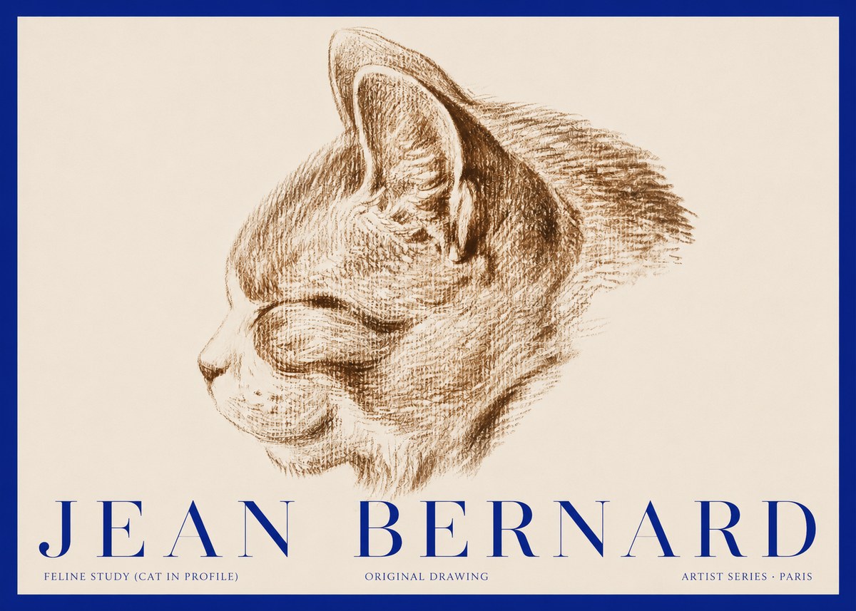 Jean Bernard Cat Study VI No3 - Affiche