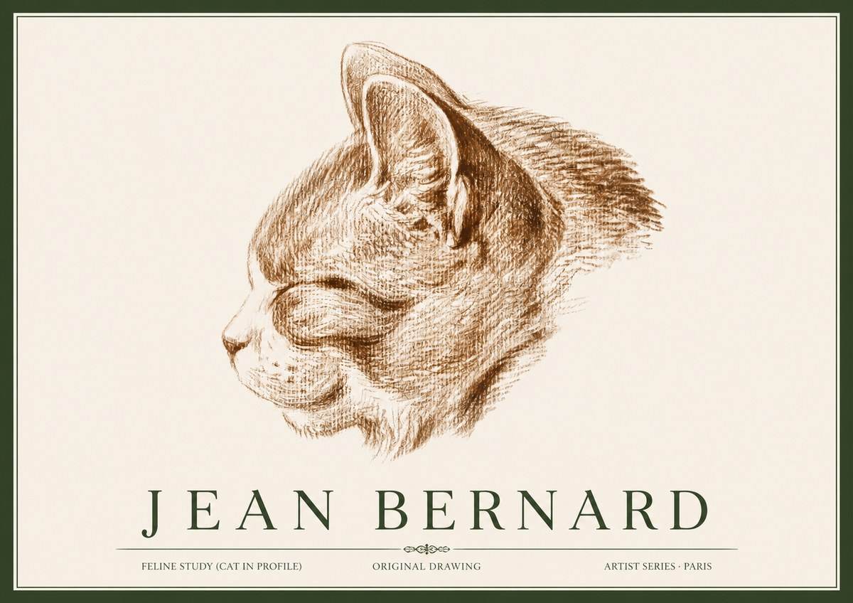 Jean Bernard Cat Study VI No4 - Affiche