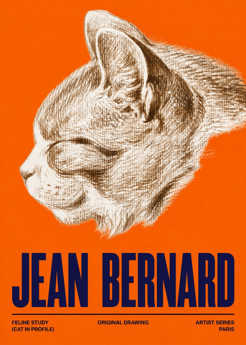 Jean Bernard Cat Study VI No5 - Affiche