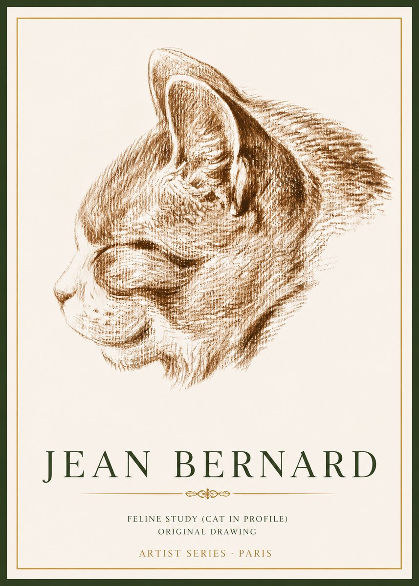 Jean Bernard Cat Study VI No6 - Affiche