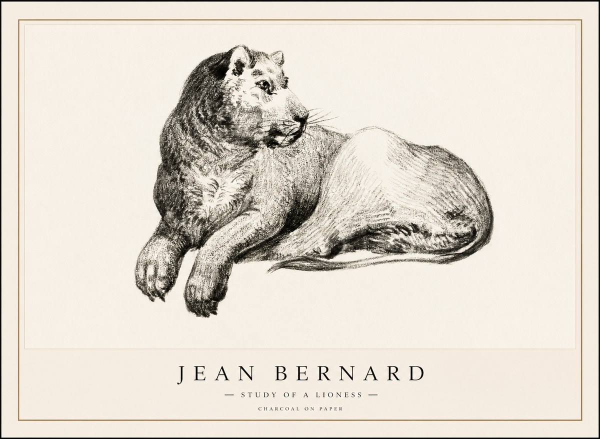 Jean Bernard Lying Lioness No2 - Affiche