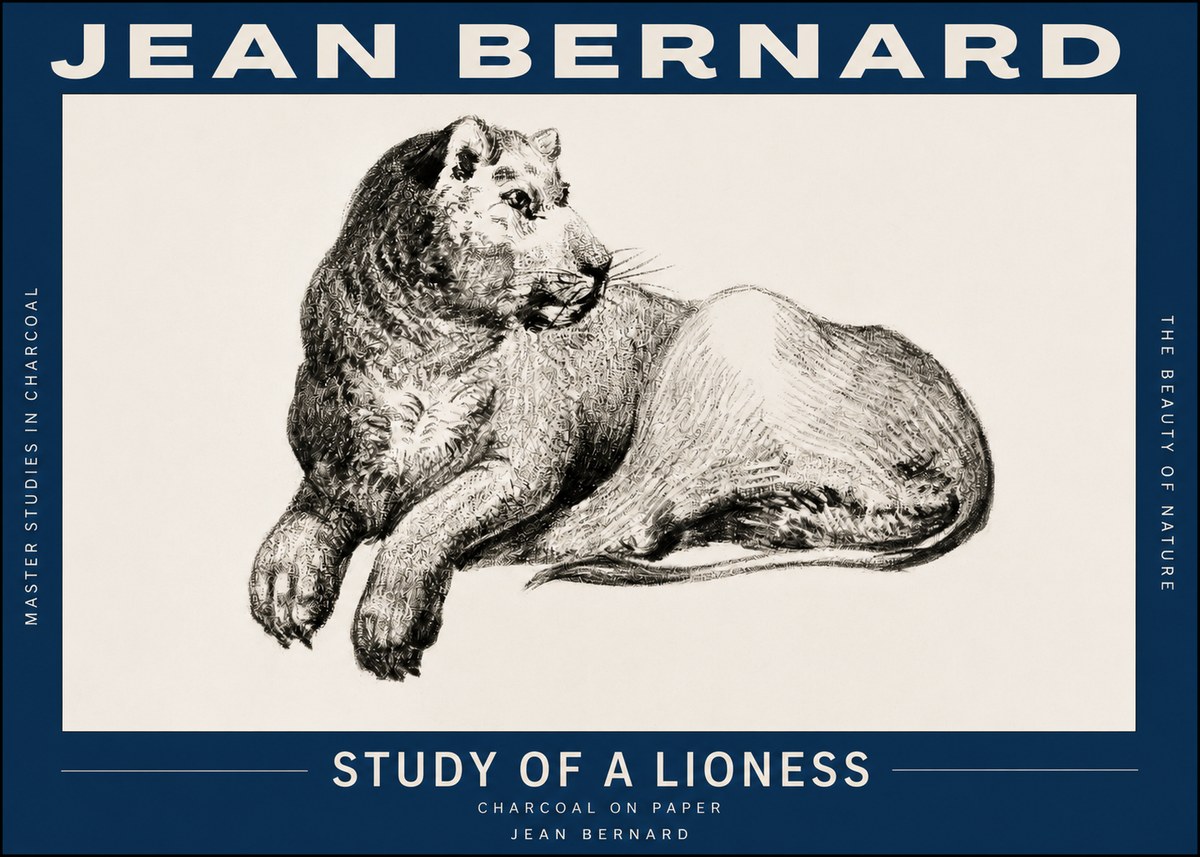 Jean Bernard Lying Lioness No3 - Affiche