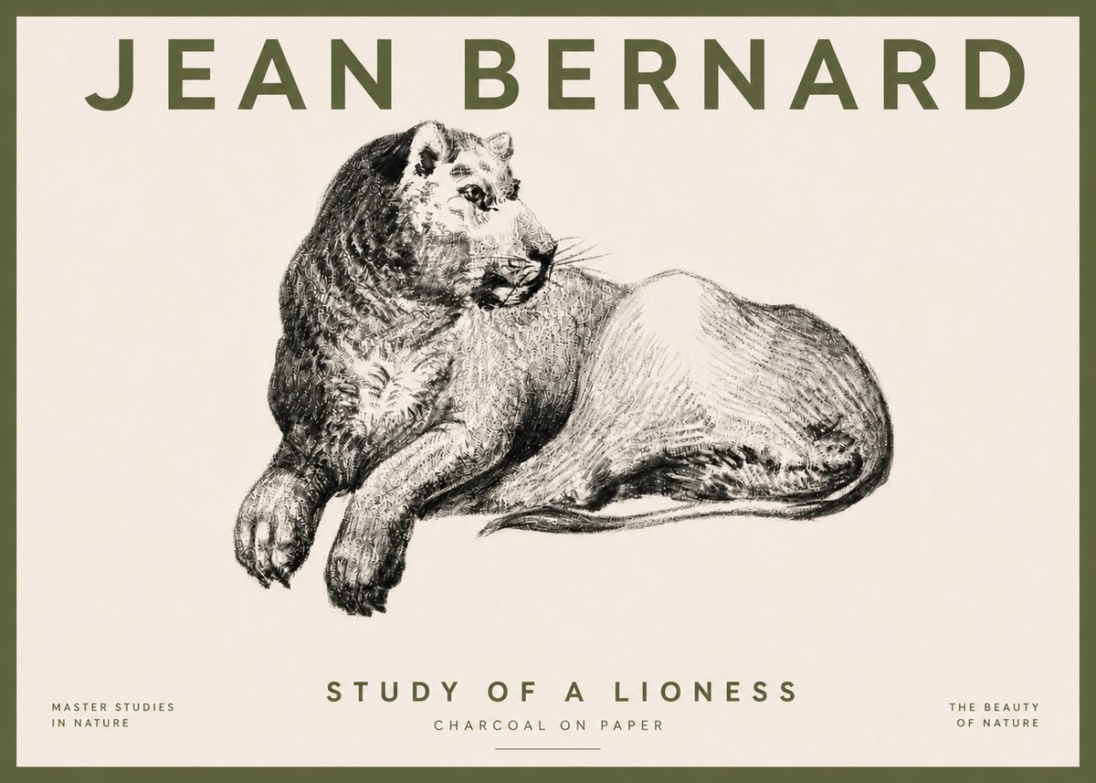 Jean Bernard Lying Lioness No5 - Affiche