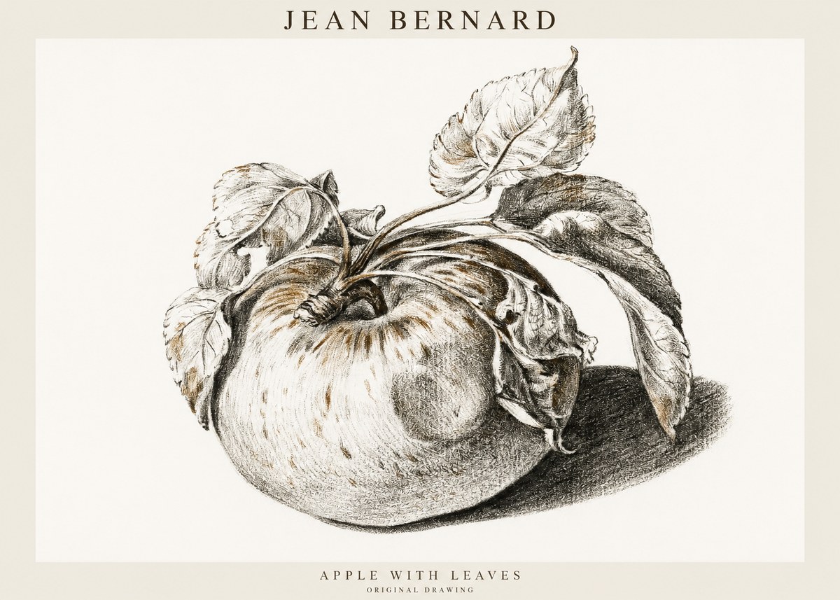 Jean Bernard Apple with Leaves No1 - Affiche