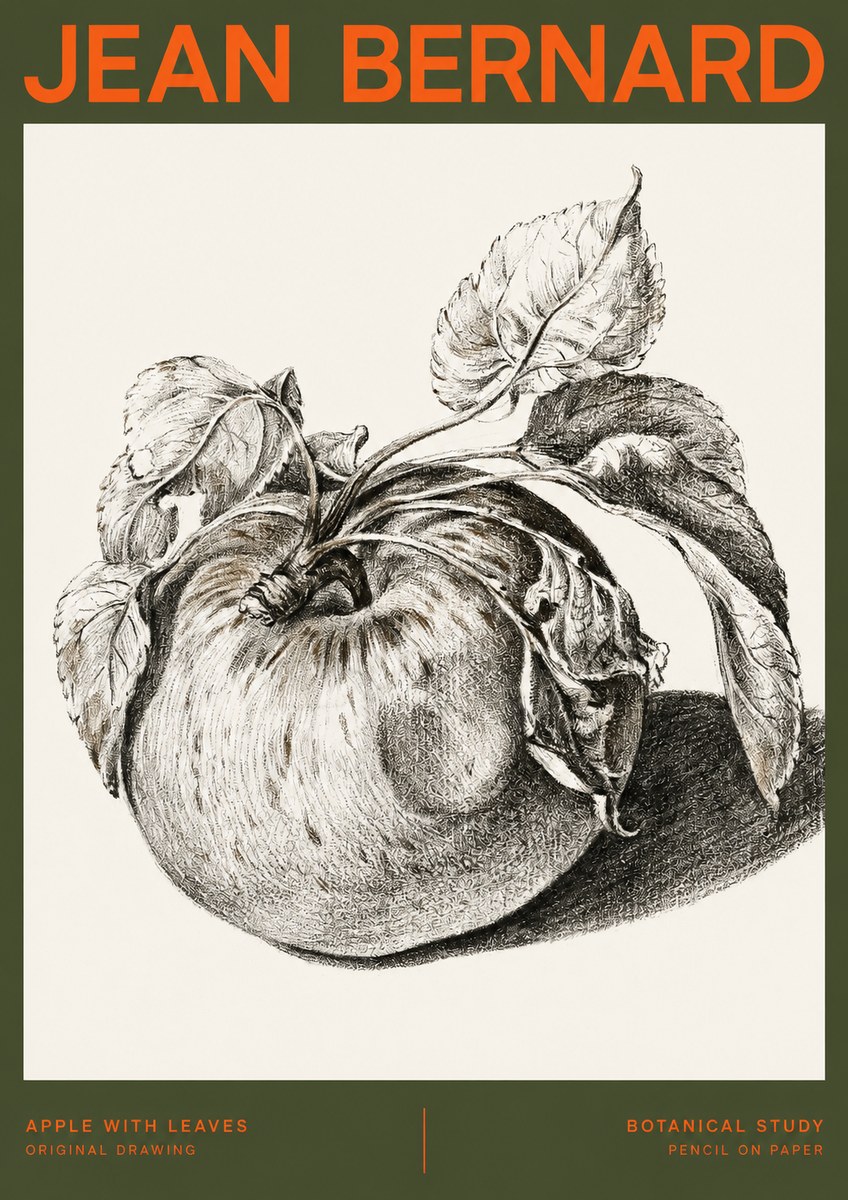 Jean Bernard Apple with Leaves No2 - Affiche