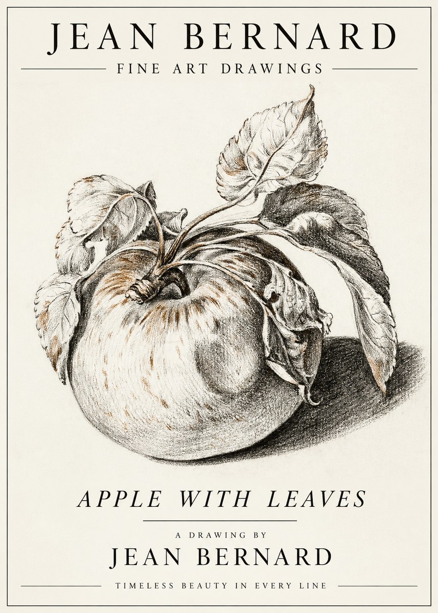 Jean Bernard Apple with Leaves No3 - Affiche