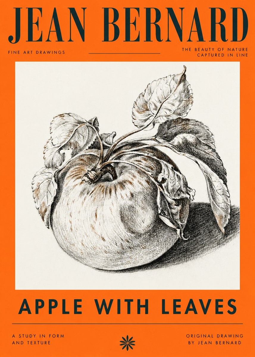 Jean Bernard Apple with Leaves No4 - Affiche