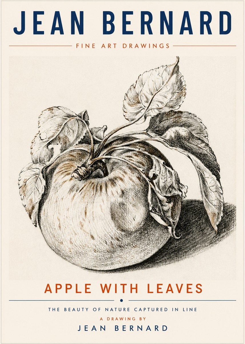 Jean Bernard Apple with Leaves No6 - Affiche