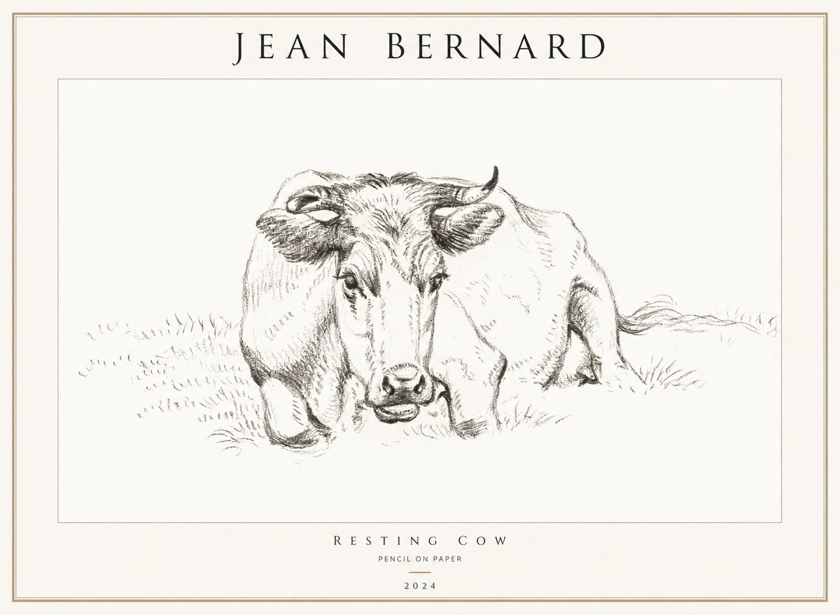 Jean Bernard Resting Cow II No1 - Affiche