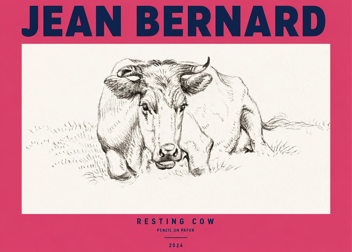 Jean Bernard Resting Cow II No2 - Affiche