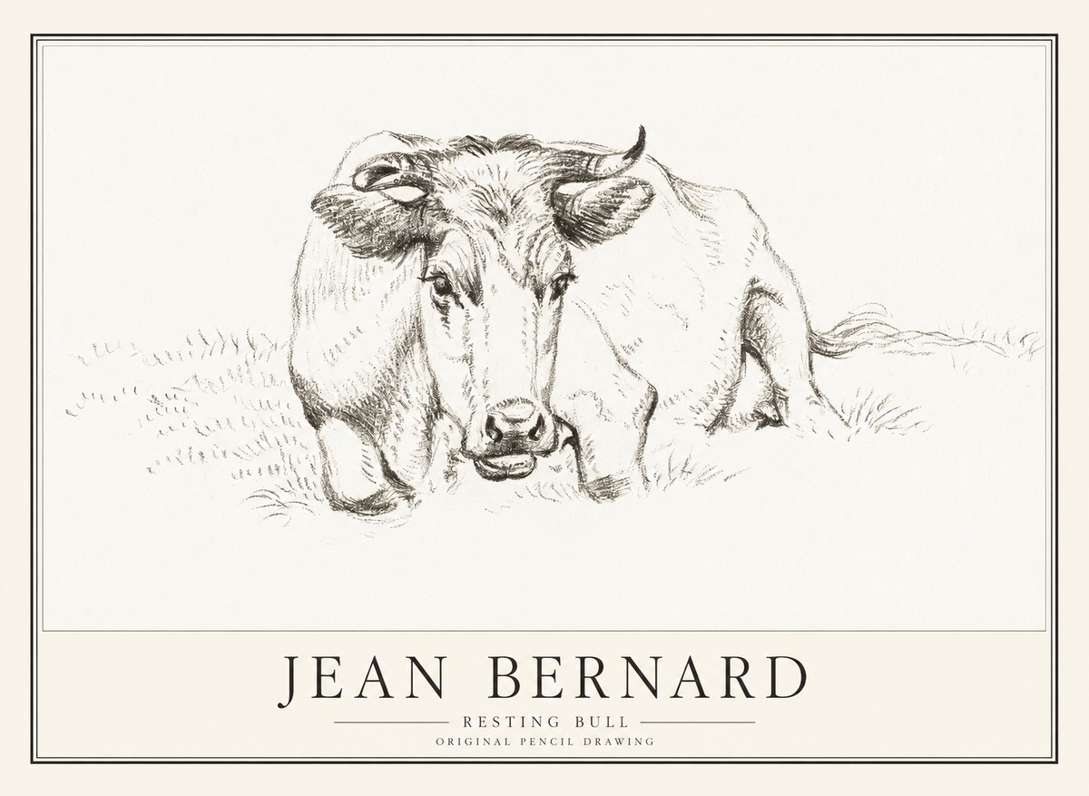 Jean Bernard Resting Cow II No4 - Affiche