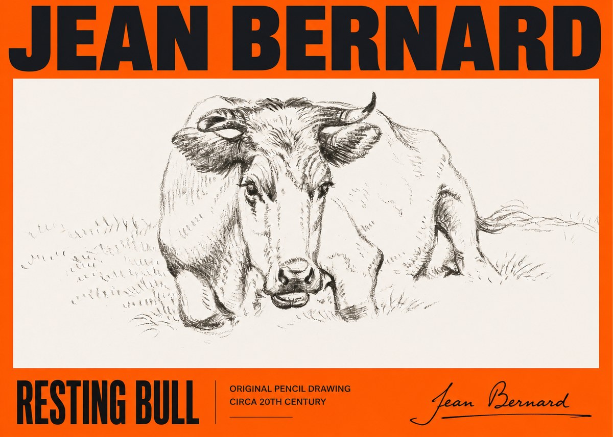 Jean Bernard Resting Cow II No5 - Affiche