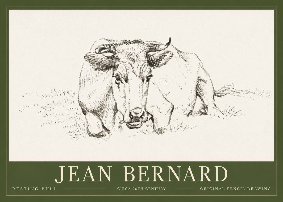 Jean Bernard Resting Cow II No6 - Affiche