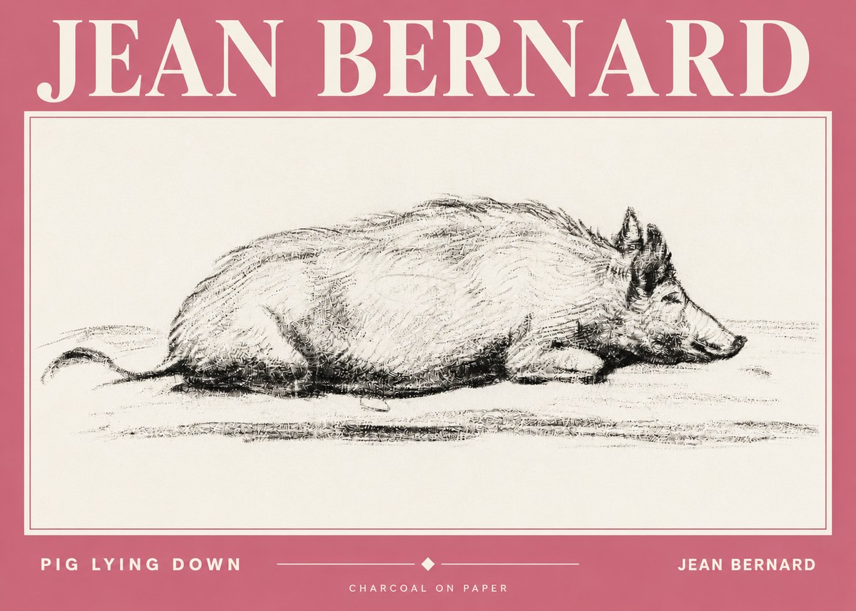 Jean Bernard Resting Pig I No4 - Affiche
