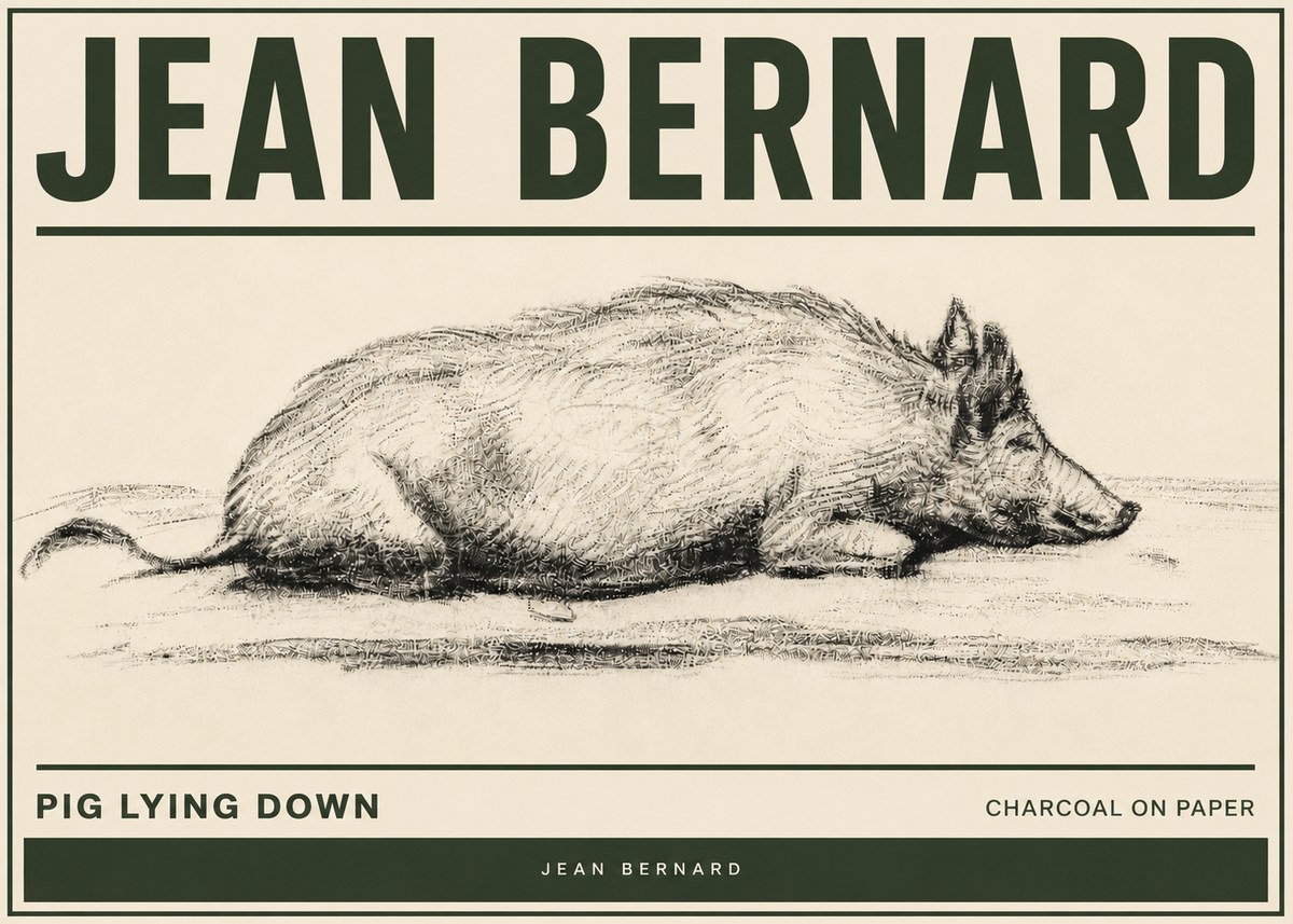 Jean Bernard Resting Pig I No5 - Affiche