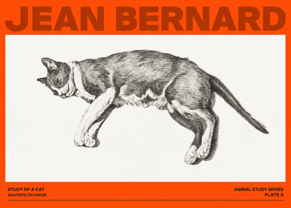 Jean Bernard Cat Study VII No4 - Affiche