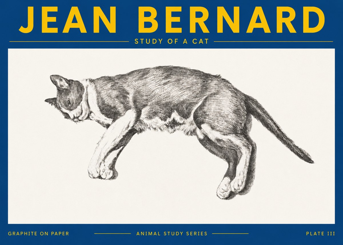 Jean Bernard Cat Study VII No5 - Affiche