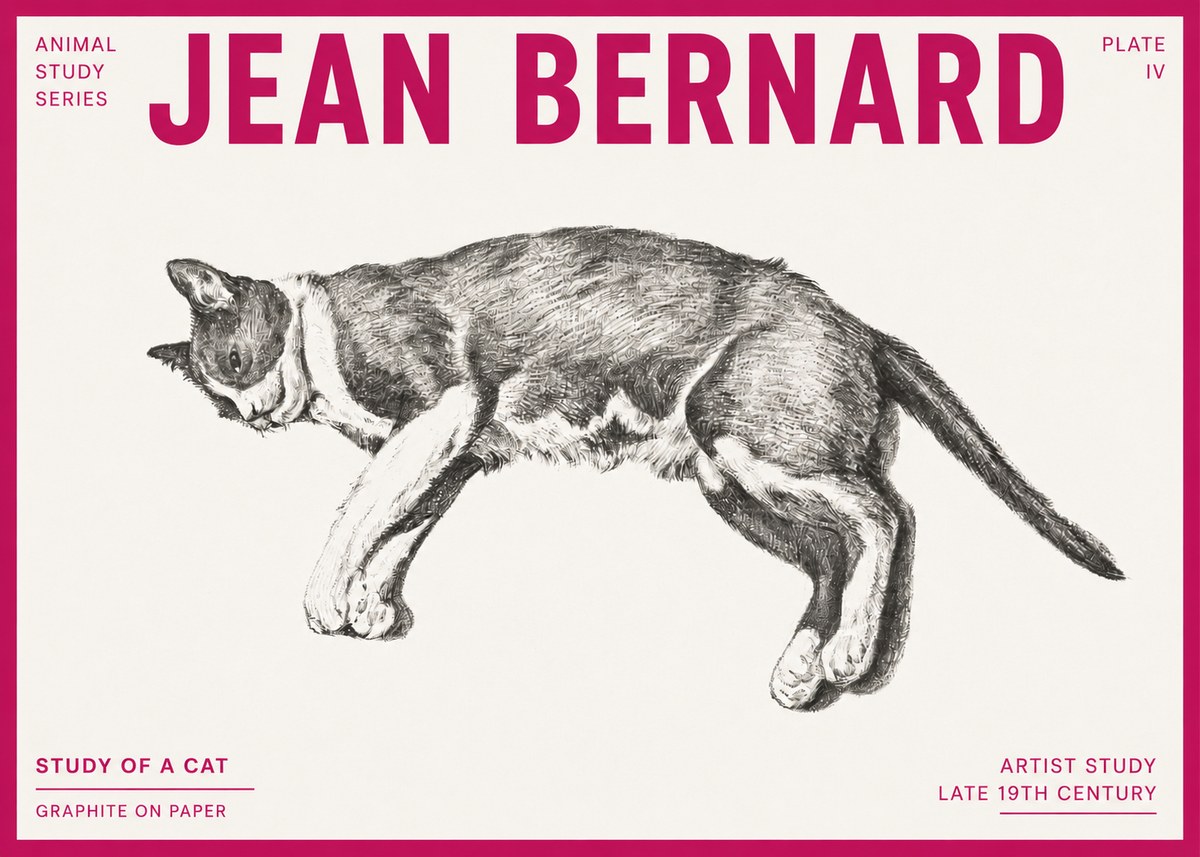 Jean Bernard Cat Study VII No6 - Affiche