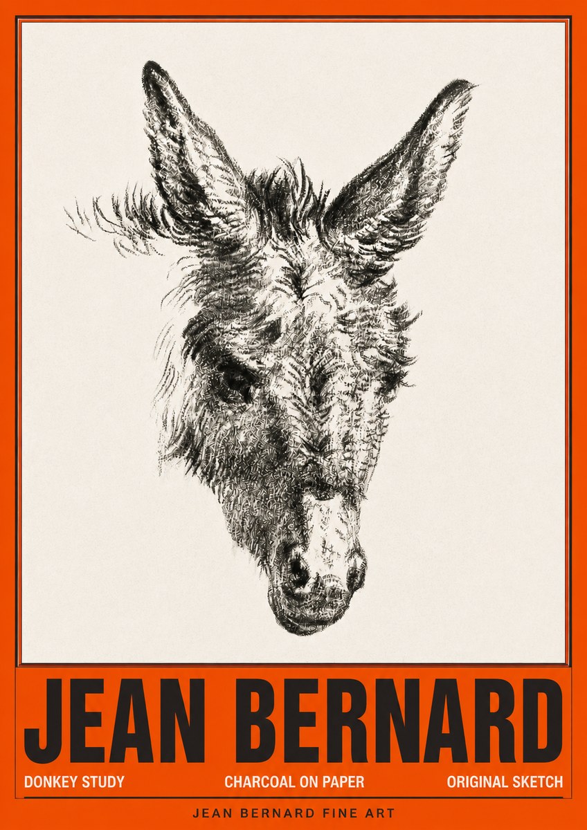 Jean Bernard Donkey Study IV No4 - Affiche