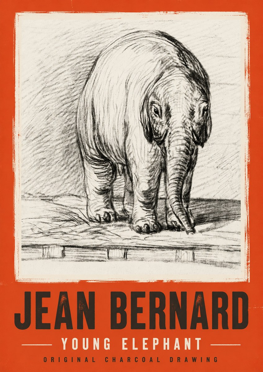 Jean Bernard Young Elephant No2 - Affiche