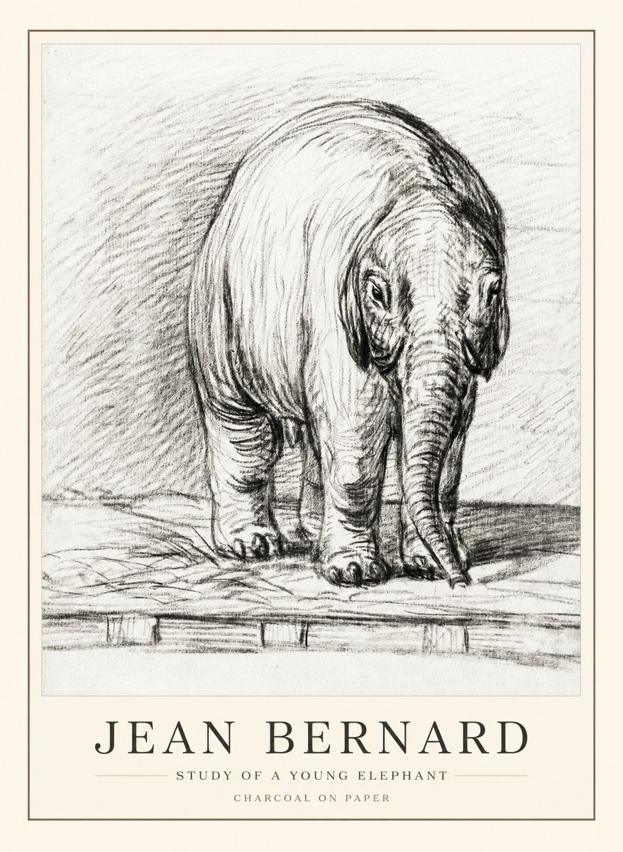 Jean Bernard Young Elephant No3 - Affiche