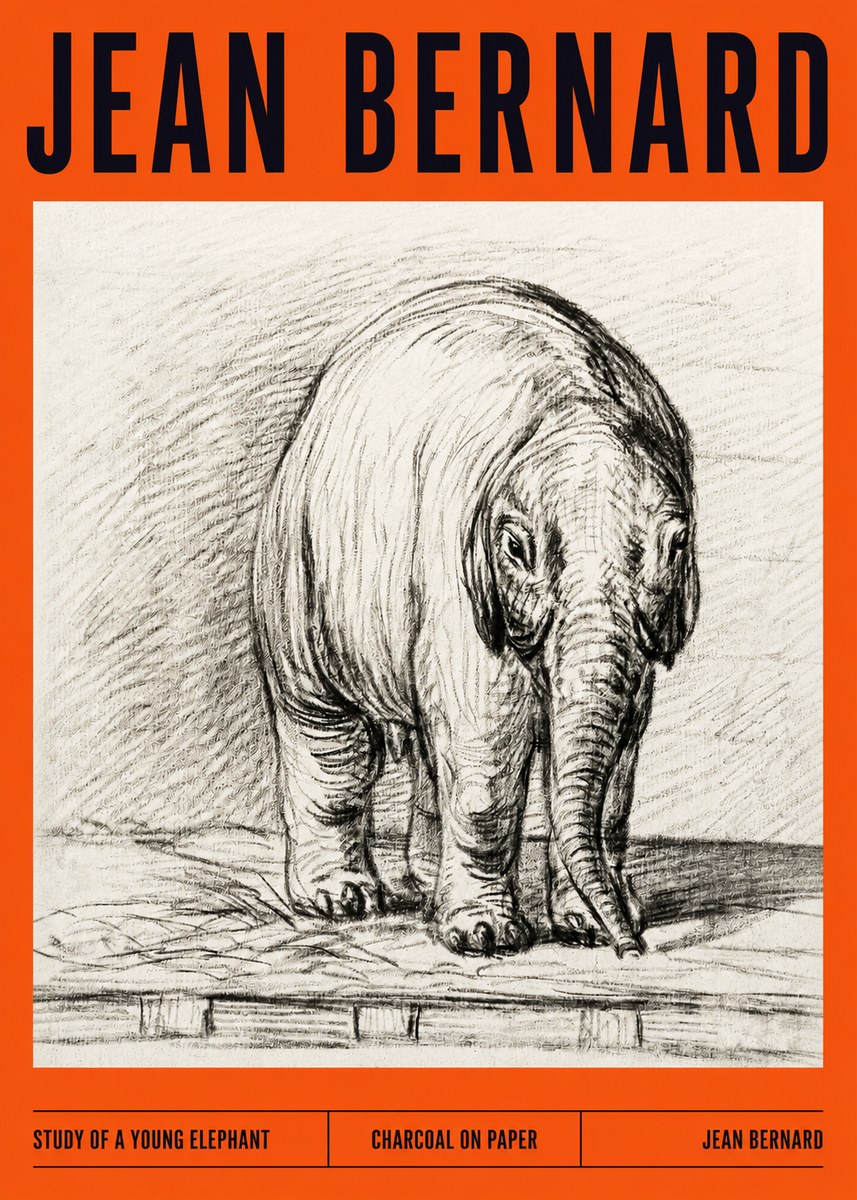 Jean Bernard Young Elephant No4 - Affiche