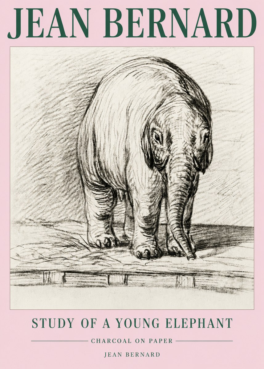Jean Bernard Young Elephant No5 - Affiche