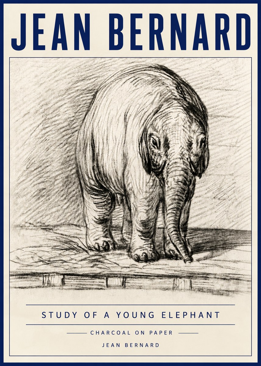 Jean Bernard Young Elephant No6 - Affiche
