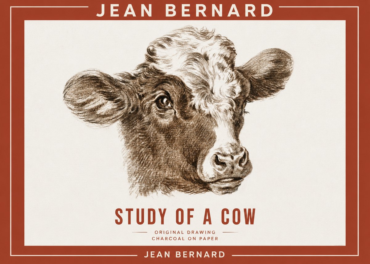 Jean Bernard Study of a Cow VIII No2 - Affiche