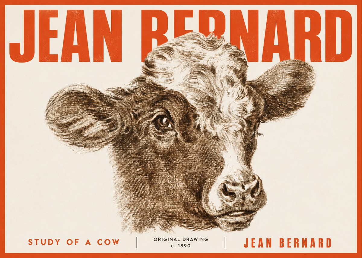 Jean Bernard Study of a Cow VIII No4 - Affiche