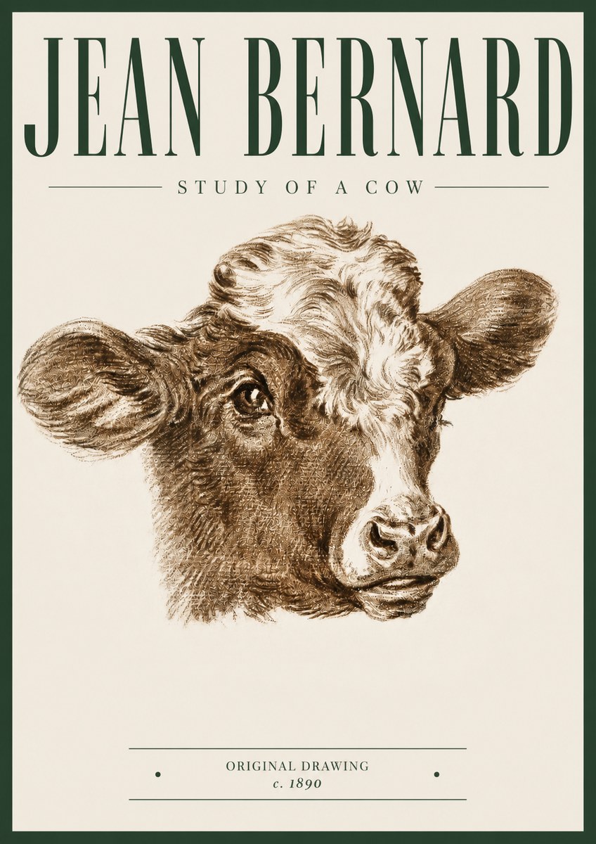 Jean Bernard Study of a Cow VIII No5 - Affiche