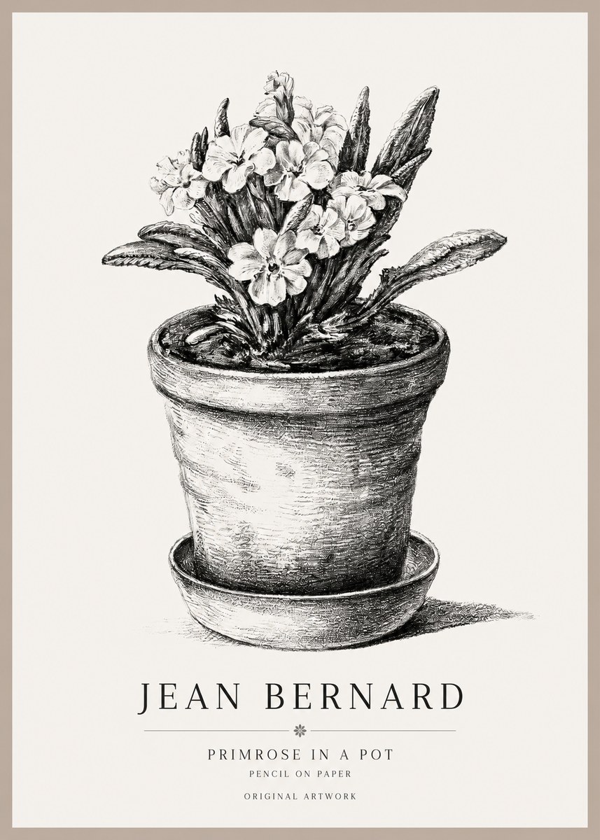 Jean Bernard Potted Primrose No2 - Affiche
