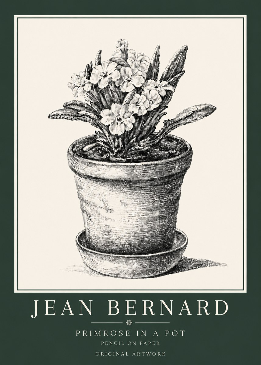 Jean Bernard Potted Primrose No4 - Affiche