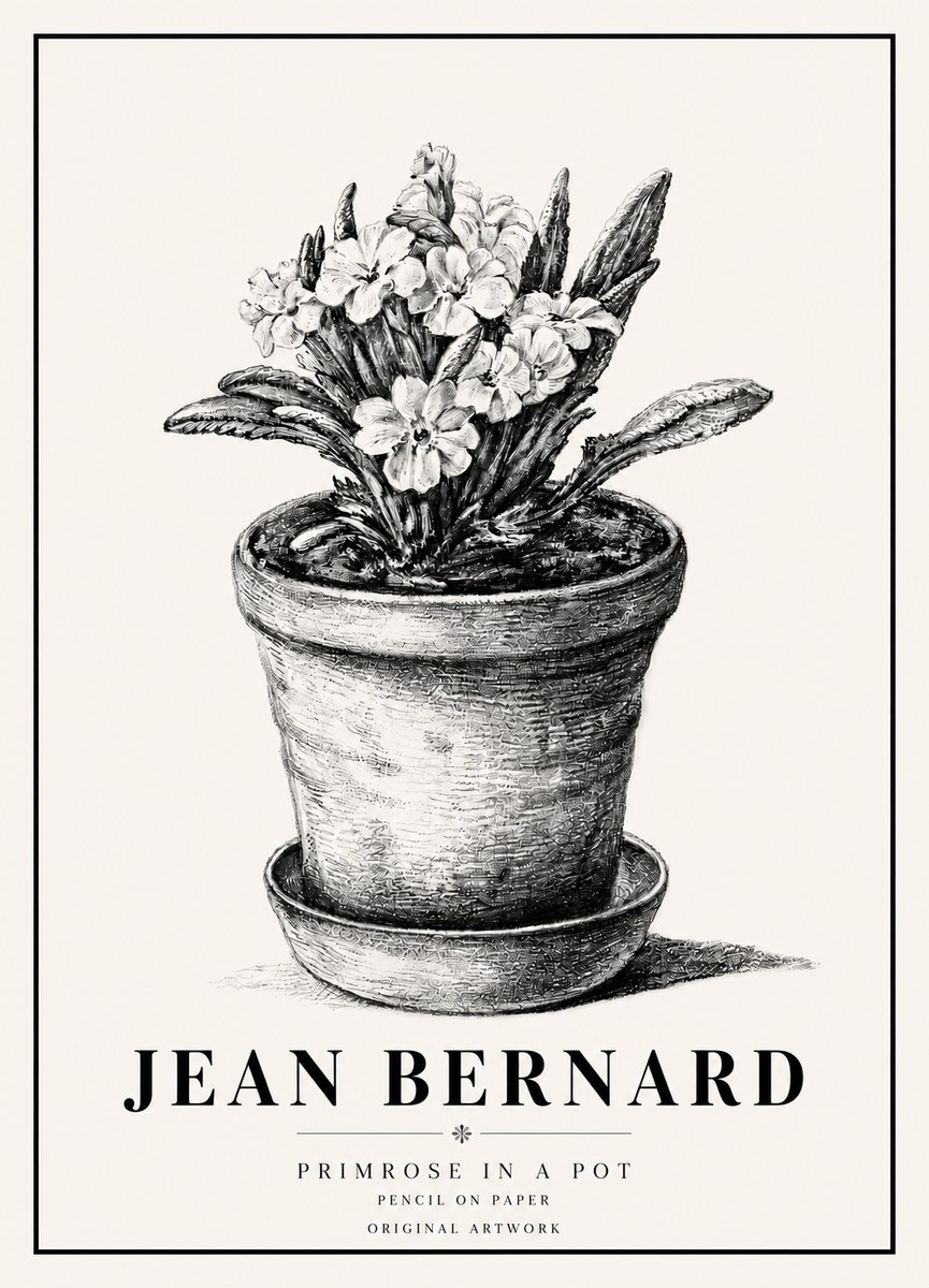 Jean Bernard Potted Primrose No6 - Affiche