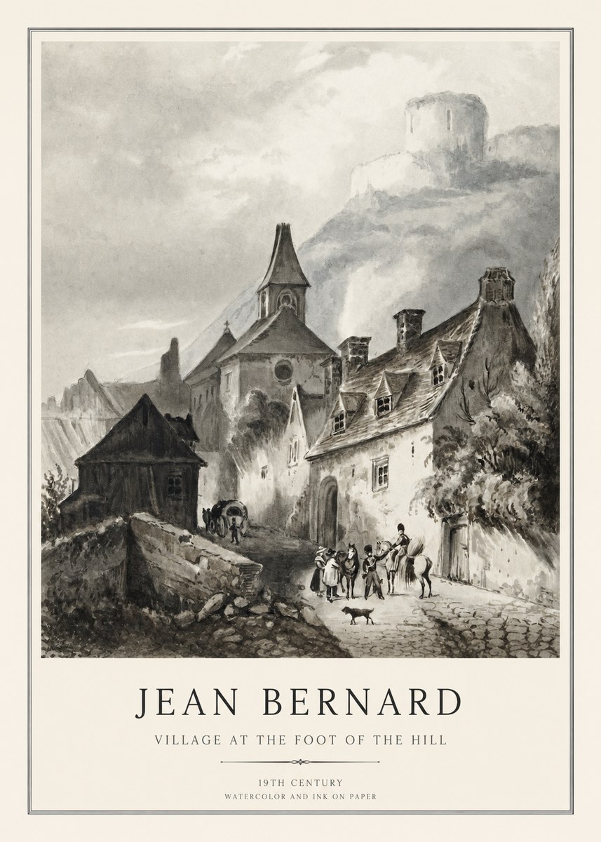 Jean Bernard Village at the Foot of the Hill No1 - Affiche
