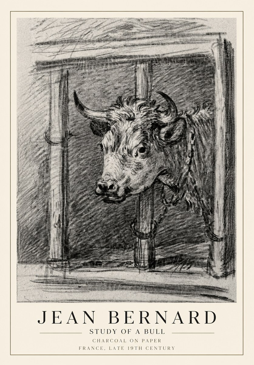 Jean Bernard Study of a Bull II No1 - Affiche