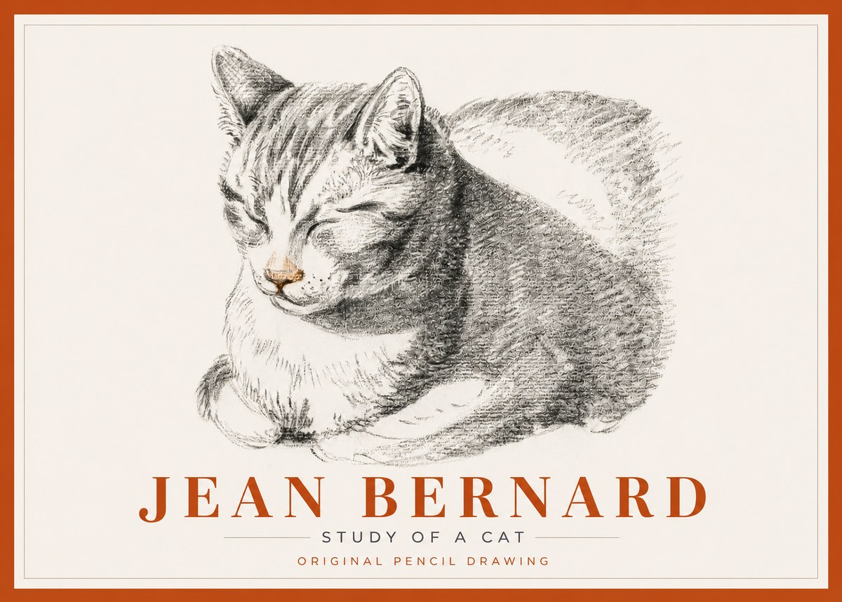 Jean Bernard Sleeping Cat VI No6 - Affiche