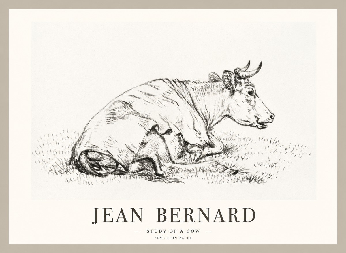 Jean Bernard Resting Cow III No2 - Affiche